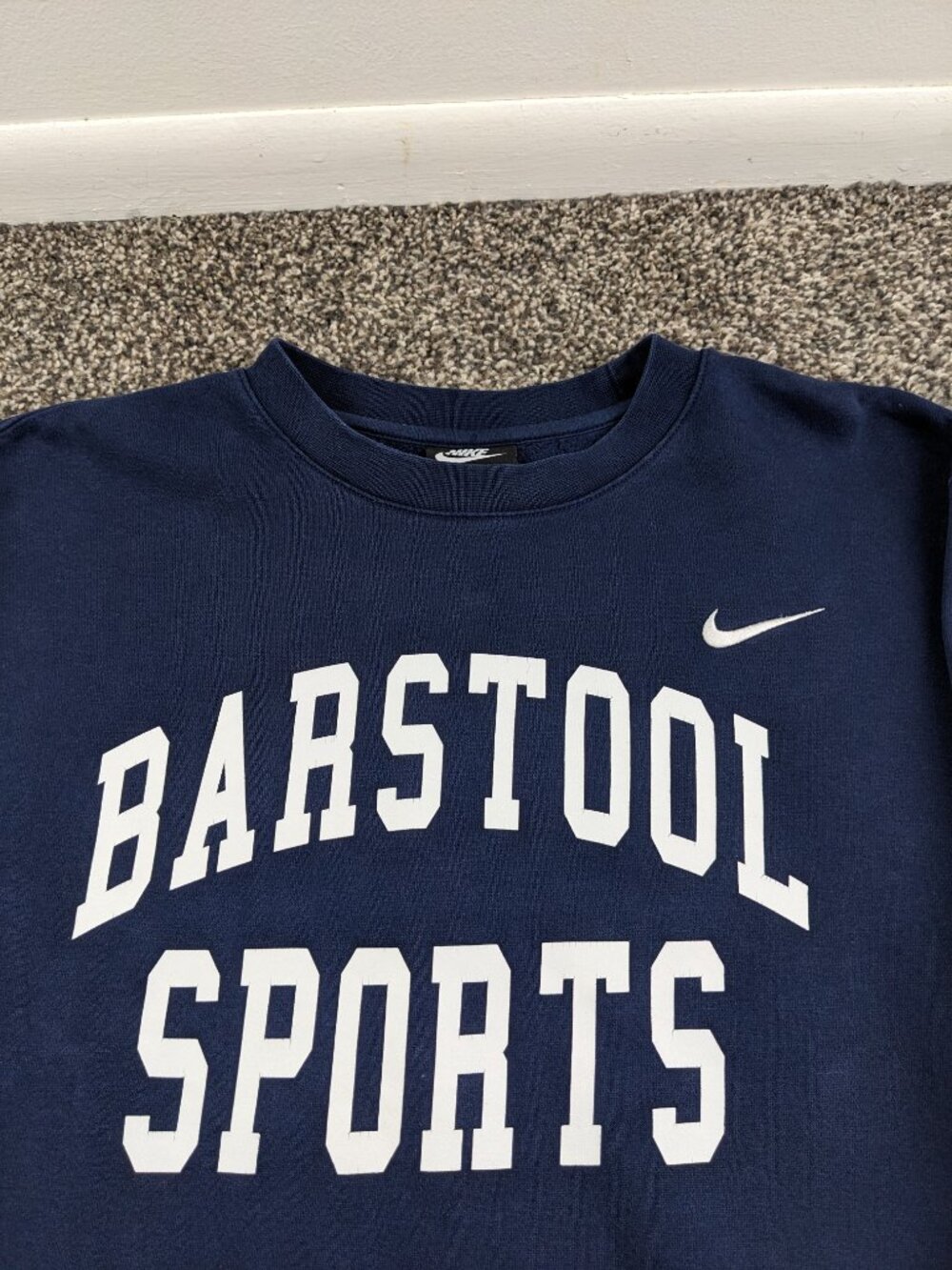 2020 Barstool Sports x Nike Sweatshirt Dave Portnoy Fleece Blue Mens Medium - Picture 2 of 10